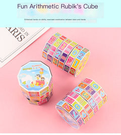 Cylindrical Six-Sided Math Cube for Kids Learning Toy