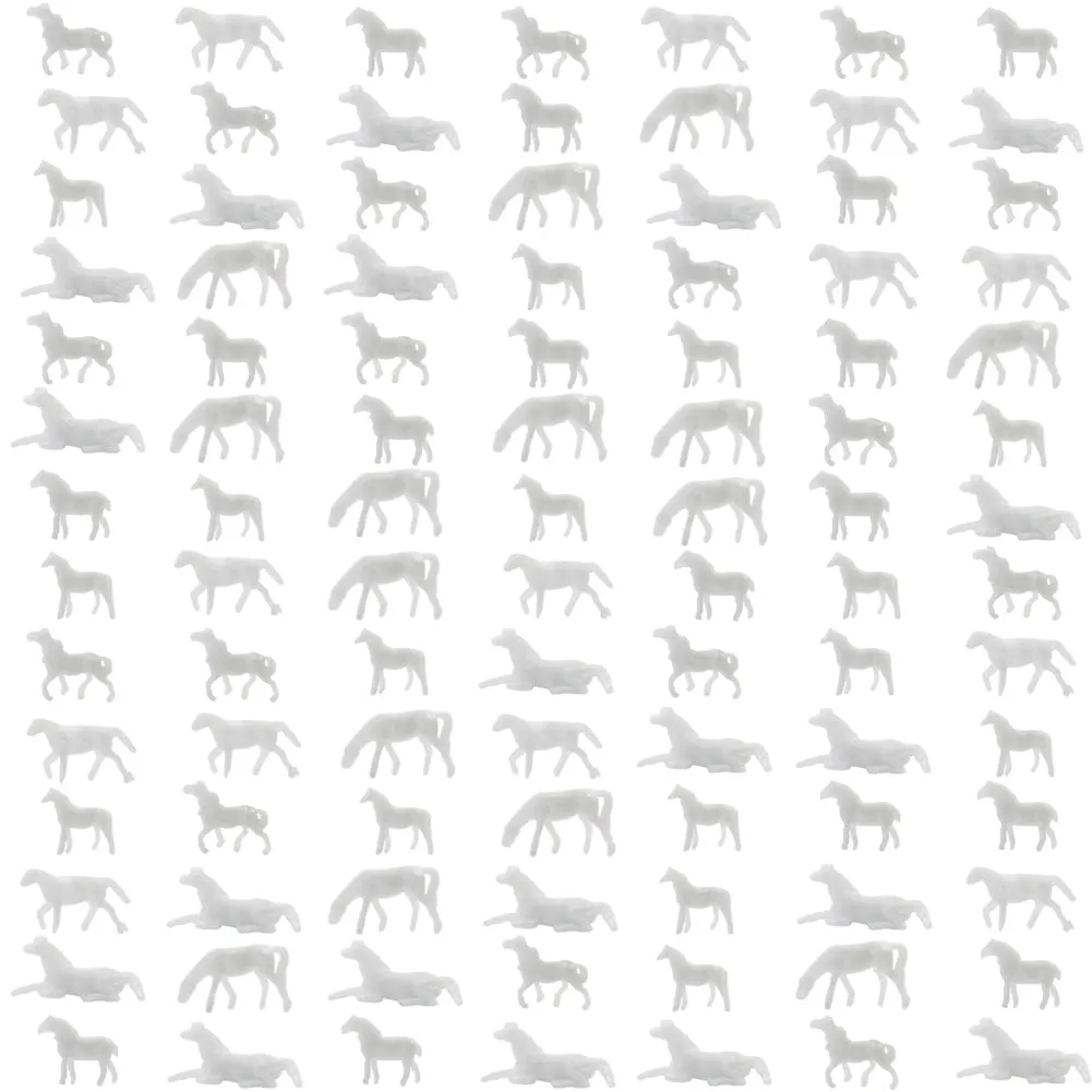 100 pcs Miniature Horse Farm Animal Unpainted Figures 1:160 Models N Scale Garden Landscape Scenery Layout Accessories Diorama Supplies