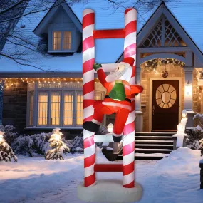 10FT Hanging Christmas Inflatables Santa for Roof,Outdoor Christmas Blow Up Climbing Santa Claus on Ladder with Gift Box Lighted Xmas Decor for Windows Beam