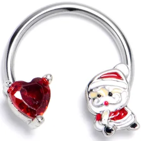 16 Gauge 3/8 Red Gem Santa Bag Heart Horseshoe Circular Barbell