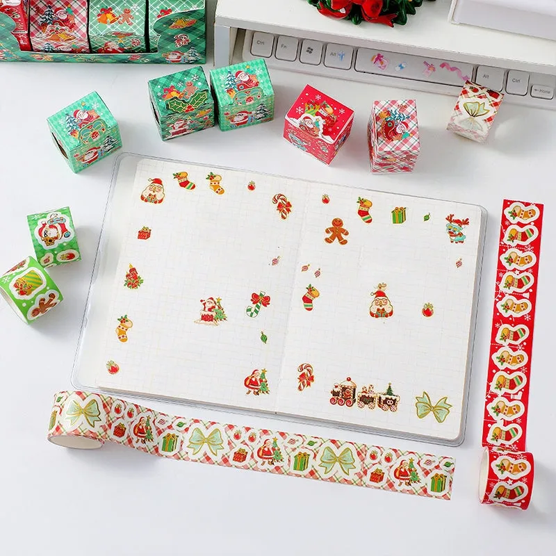 Christmas Cartoon Washi Tape - Santa Claus, Sock, Gift, Train