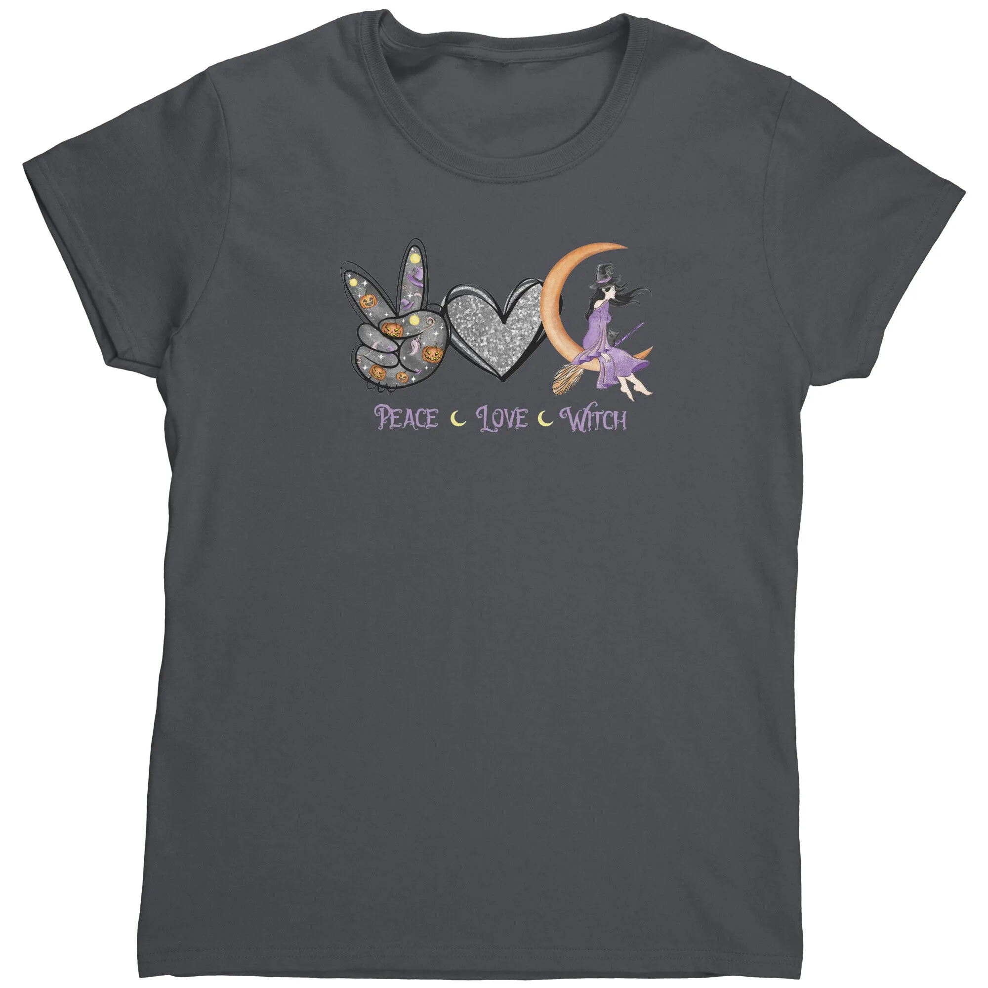 PEACE LOVE WITCH Women's Halloween T-Shirt