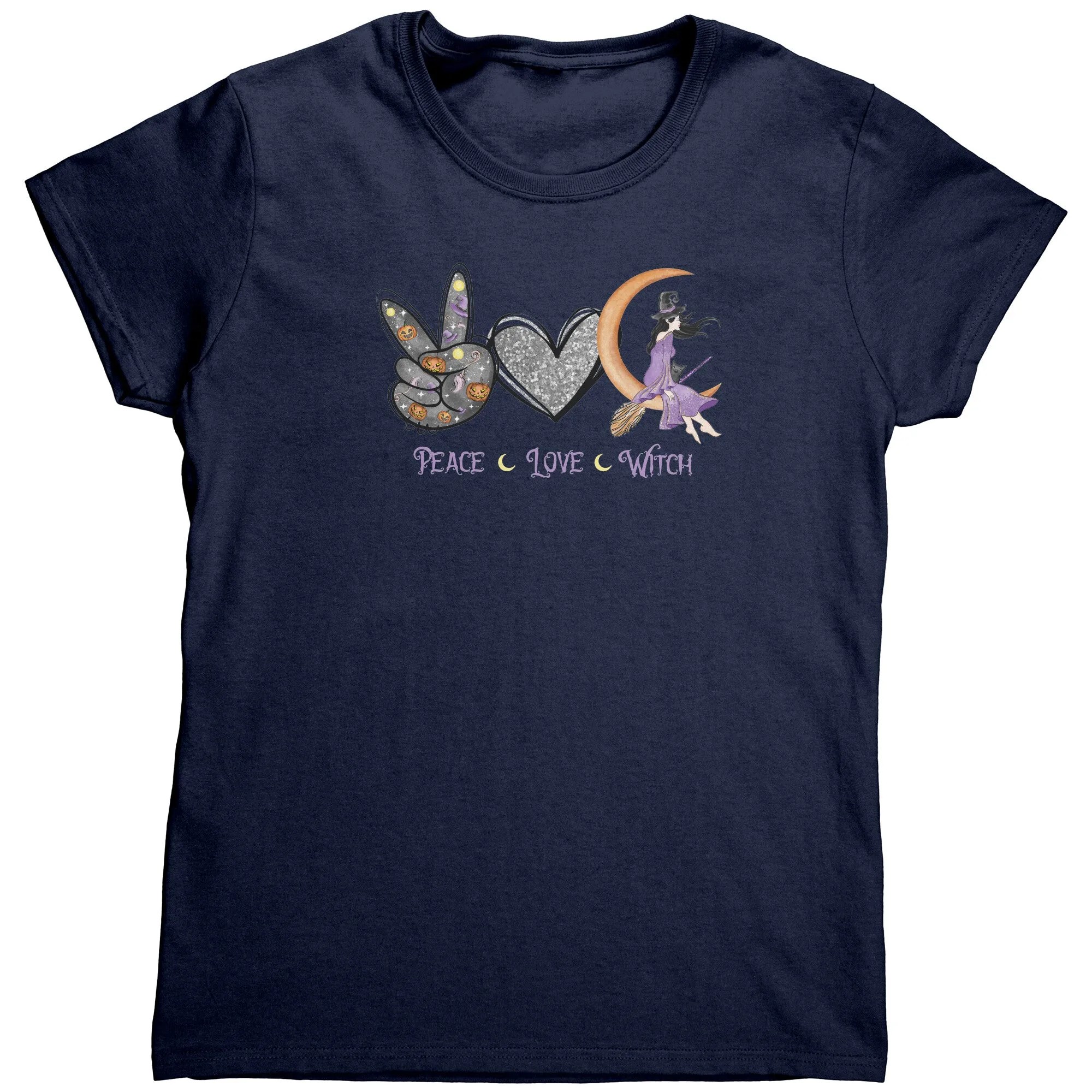 PEACE LOVE WITCH Women's Halloween T-Shirt