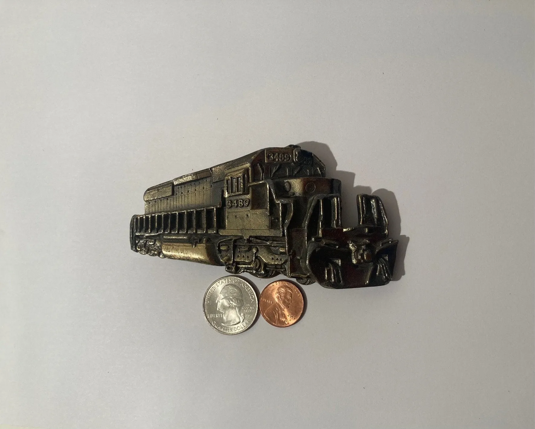 Vintage 1980 Metal Pewter Belt Buckle, Train, Steam Engine, Locomotive, Country & Western, Made in USA, Belt, Fashion, Accessory